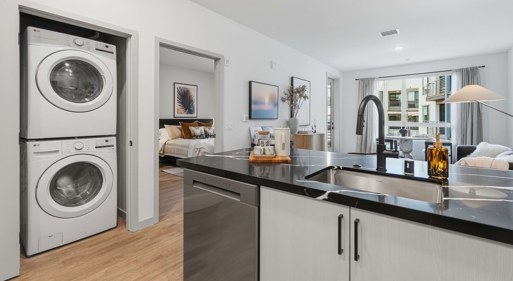 kitchen with view of a washer and dryer