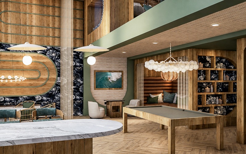 Clubroom with pool table