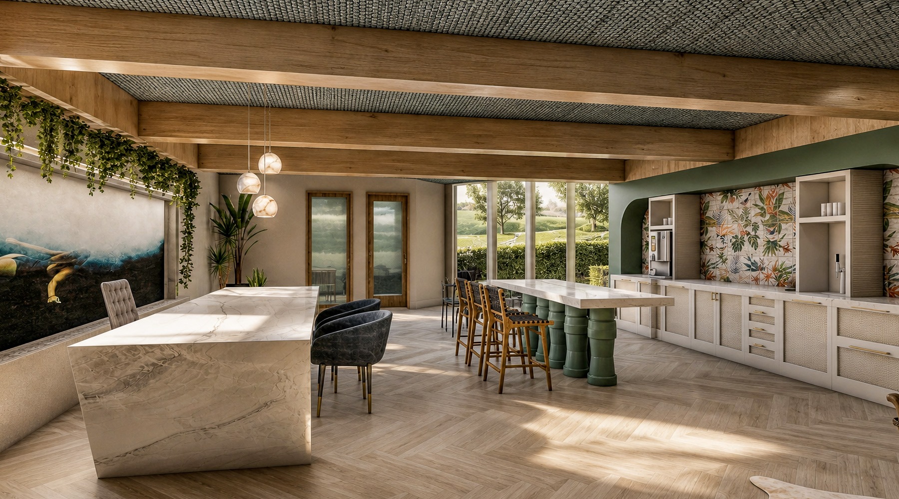Beautiful clubroom with lounge seating 