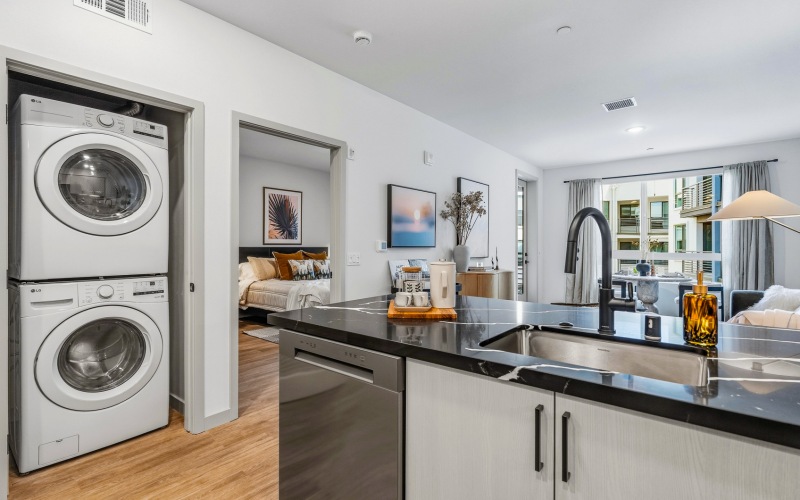 Unit Interior with Washer Dryer